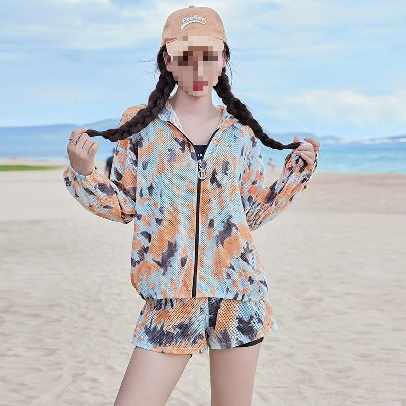 Split swimwear, supporting set, 3 piece set, fitted
