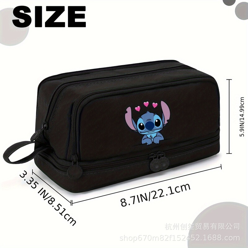 Stitch ペンバッグ 大容量文具収納バッグ 小学生用 二層子供用ポータブル文具バッグ 写真プリント付き|undefined