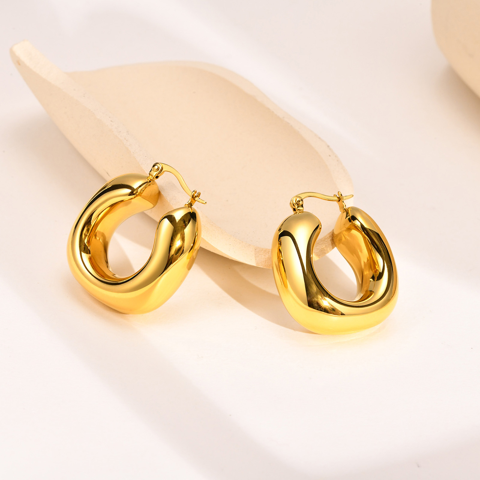 1 Pair Quantity Street Occasion 201 Stainless Steel Material 1 Pair Simple Style Geometric Plating 201 Stainless Steel Stainless Steel Earrings