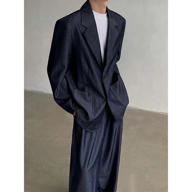 Весенний комплект из денима 2025 года, новый текстурированный, лёгкий люкс, свободный крой, универсальный, модный, стильный, повседневный блейзер