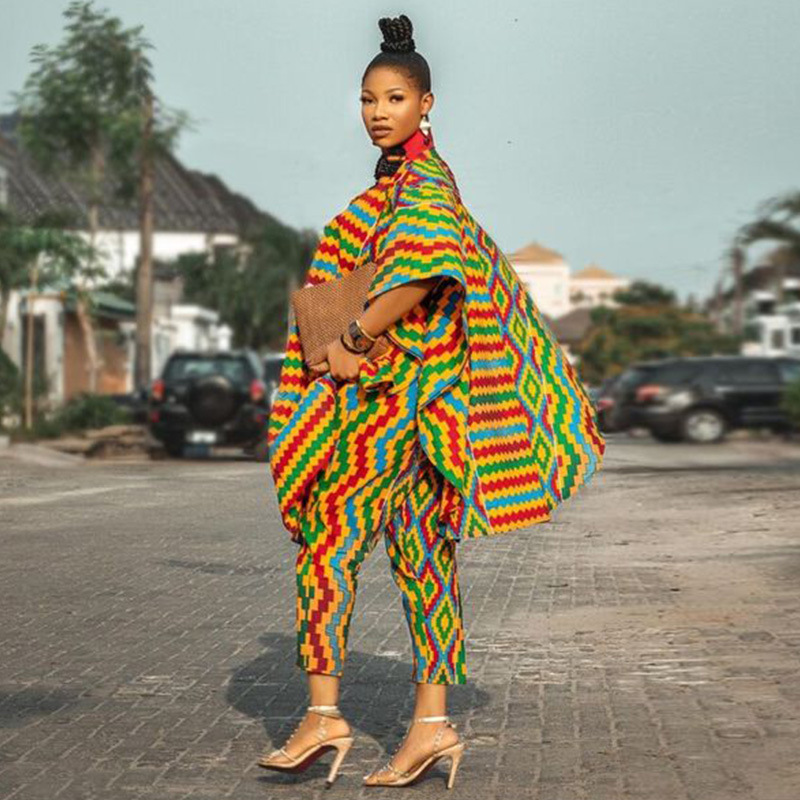 Fall Loose Digital Number Printing African Black People Two Piece Sets