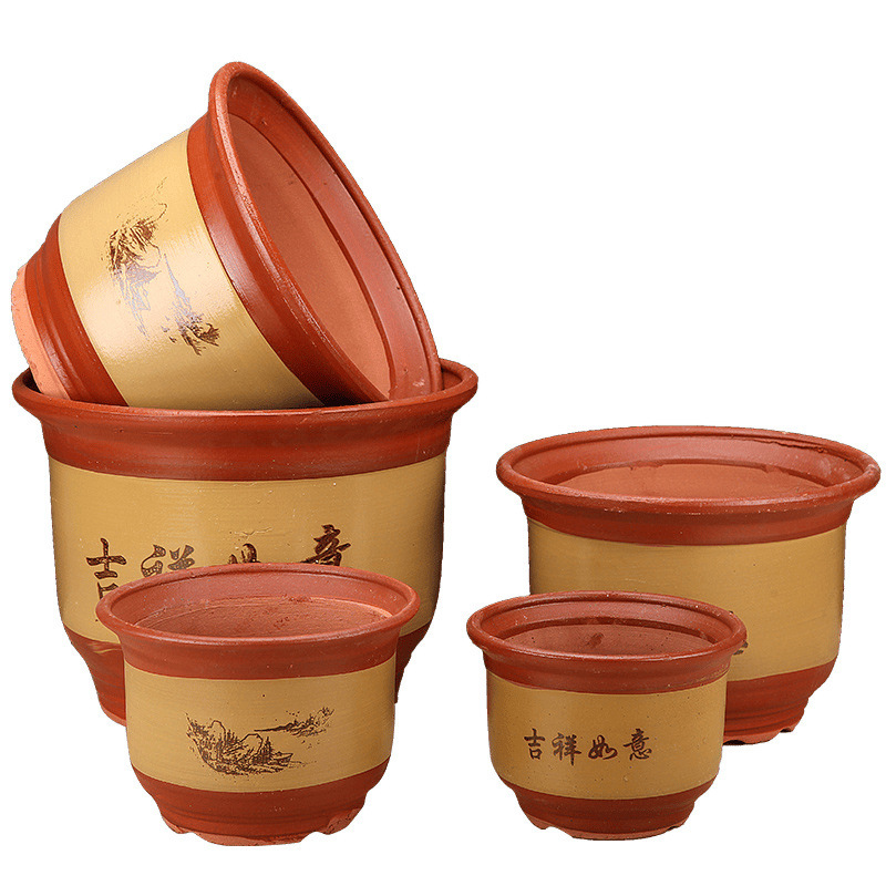 家庭用紫砂セラミック植木鉢特大粘土植木鉢粗い陶器床置き盆栽蘭ポット家庭用紫砂|undefined