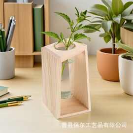 简约木质水培器支架试管小花瓶客厅桌面装饰摆件绿萝养花插花器