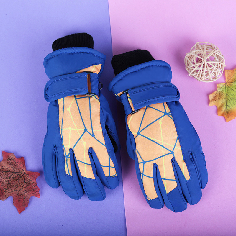 4-17 años de edad de los niños engrosada a prueba de frío impermeable a prueba de viento antideslizante cálido esquí nieve jugando guantes de algodón de invierno