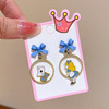 Cute children's ear clips, cartoon earrings for princess, ring, set, no pierced ears