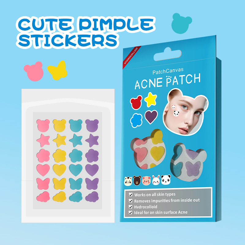 Bear-Shaped Hydrocolloid Acne Patches in Box, 24 Pieces in Stock, Cross-Border Wholesale, Southeast Asia Pimple Patch Manufacturer