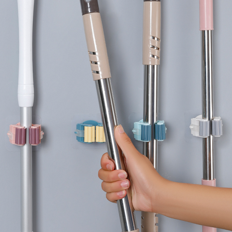 Punch-free Mop Hook Strong Adhesive Wall Hanging Household Storage Mop Clip Bathroom Hanging Artifact Bearing Toilet Punch-free Mop Hook Strong Adhesive Wall Hanging Household Storage Mop Clip Bathroom Hanging Artifact Bearing Toilet