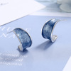 Retro blue advanced design earrings, trend of season, internet celebrity