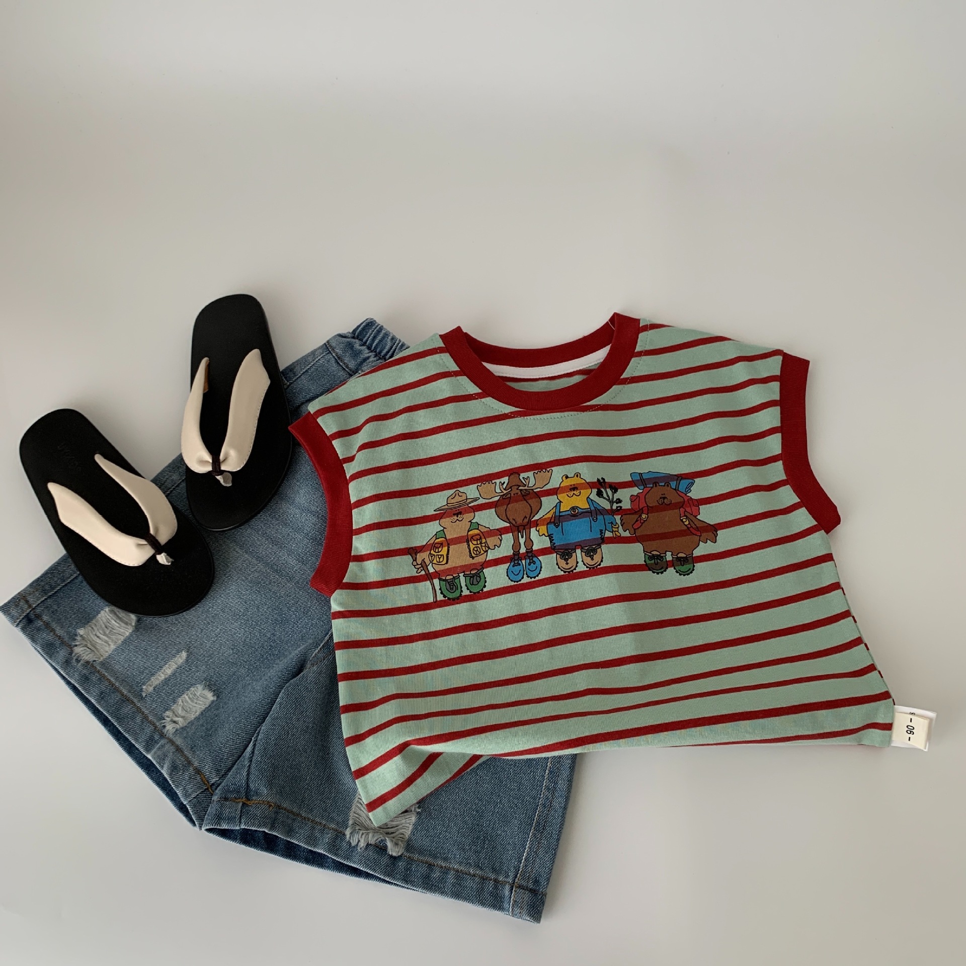 Chaleco a rayas para niños Maibao, verano para niños, ropa de verano delgada para niños, camiseta sin mangas, camiseta para niños, verano a