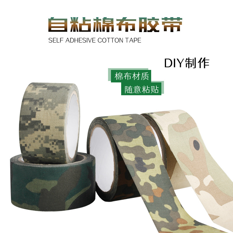 Venda camuflaje tela base cinta biónica cinta de embalaje electrónica color cinta de seguridad con malla de tela de algodón