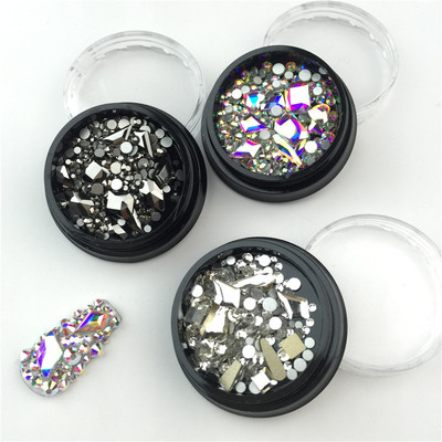 美甲饰品混装网红款平底异形钻纽约风暴满钻白色幻彩diy饰品配件