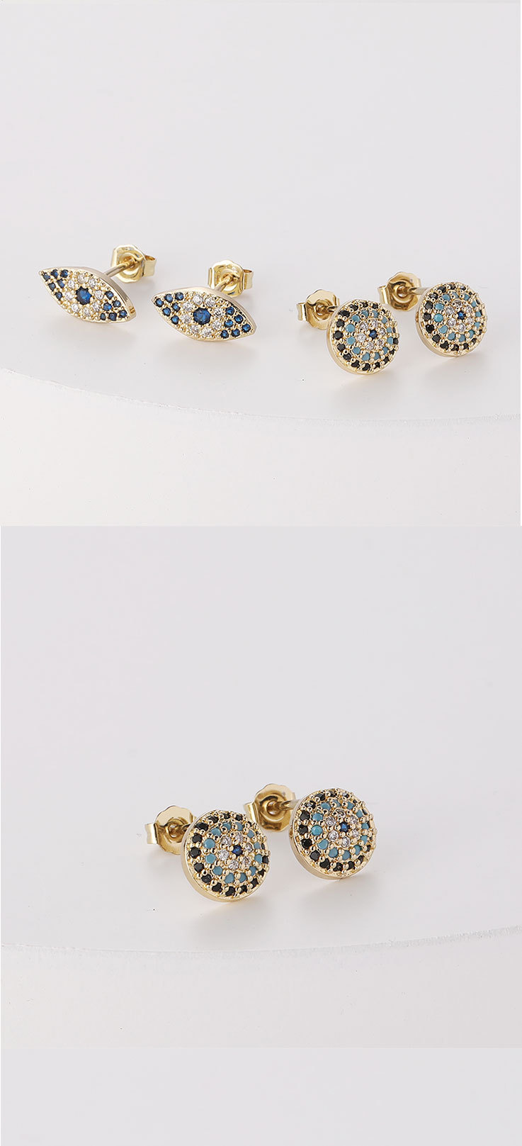 fashion copper gold-plated micro-set zircon devilu0027s eye earrings female