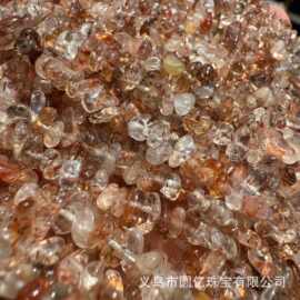 天然黑金超水晶3*5mm碎石通孔散珠手链项链手工diy半成品配件批发