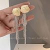 Earrings from pearl, flowered, bright catchy style, 2024 years