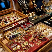 中古vintage镶钻吊坠几何耳钉复古宫廷风耳环小众设计轻奢高级