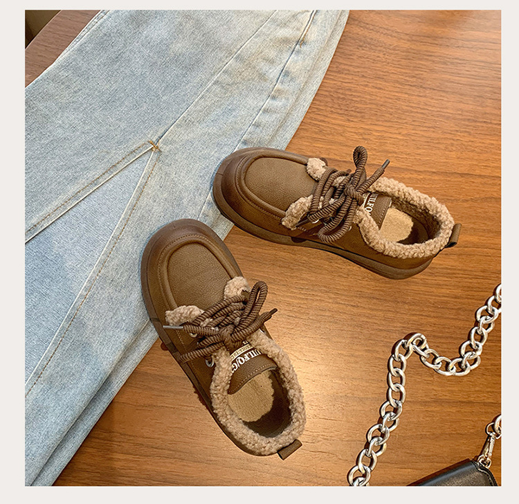 Kleine Lederschuhe im britischen Stil, trendige Winternische für Mädchen, Isolierung aus Baumwollplüsch mit niedrigem Absatz, Außenschuhe mit weicher_voghion.com