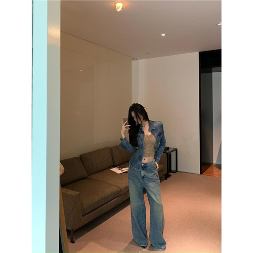 American Washed Retro Niche Women's Denim Jacket 2025 Spring Fitted Slimming Casual Jacket Top Trendy