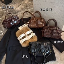 2025秋季新款时尚真皮波士顿手提包蝴蝶结女包通勤百搭枕头斜跨包