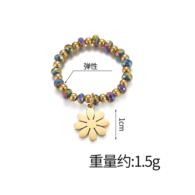 simple new daisy elastic heart titanium steel pendant ring