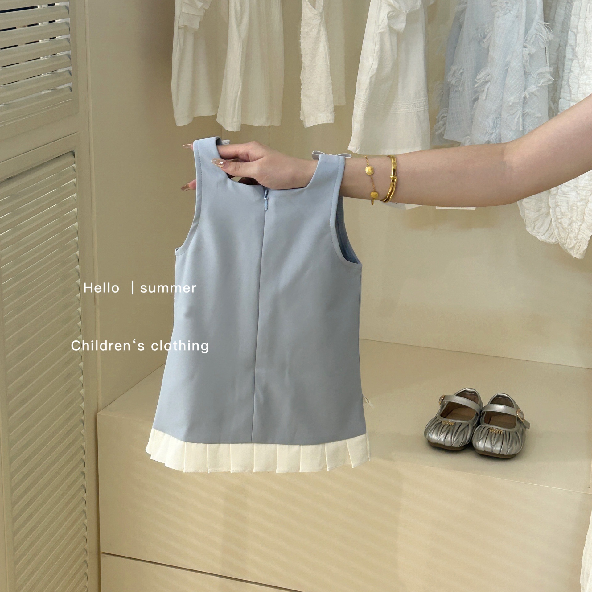 Vestido de Niña Dulce y Elegante, Estilo Coreano, Verano 2025, Vestido de Tirantes con Lazo, Vestido de Princesa a la Moda