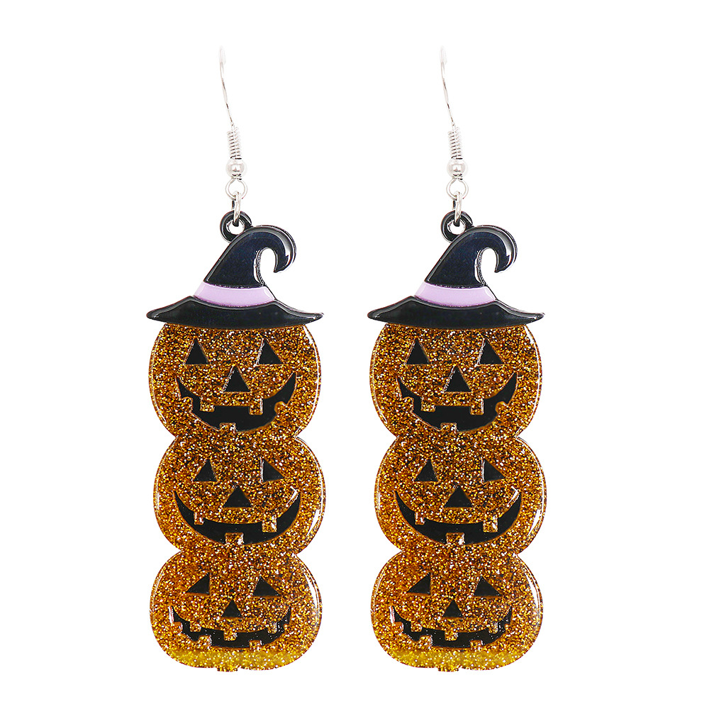 Halloween Funny Pumpkin Skull Ghost Acrylic Personality Resin Earrings display picture 15