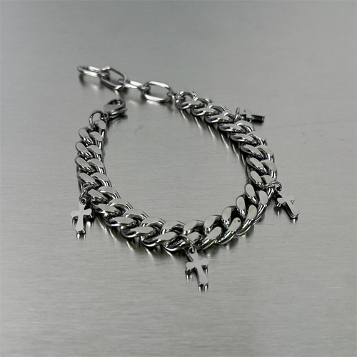 Titanium steel cross Cuban bracelet for men and women trendy cold breeze hip-hop couple accessories matching couple style
