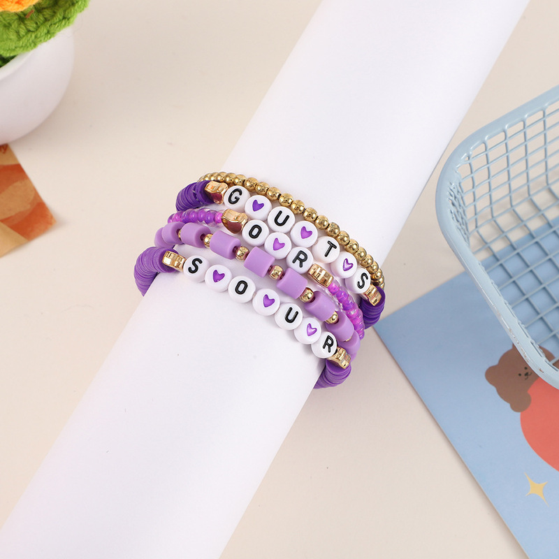 Olivia Rodrigo Premium Purple Soft Clay Bracelet Set Lettered Soft Clay Bracelet Stackable Bracelet Set Olivia Rodrigo Premium Purple Soft Clay Bracelet Set Lettered Soft Clay Bracelet Stackable Bracelet Set
