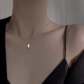 S925纯银小金条项链新款女纯银项链女高级设计感锁骨链送女友礼物