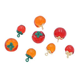 简约合金喷漆树脂镶嵌柿子吊坠挂件DIY项链手链车载饰品配件