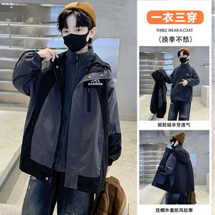 C3O Boys' Charge Clothes Three-in-One Detachable Autumn and Winter Clothes 2024 New Arrival CUHK Children's Boys Coat with Cotton