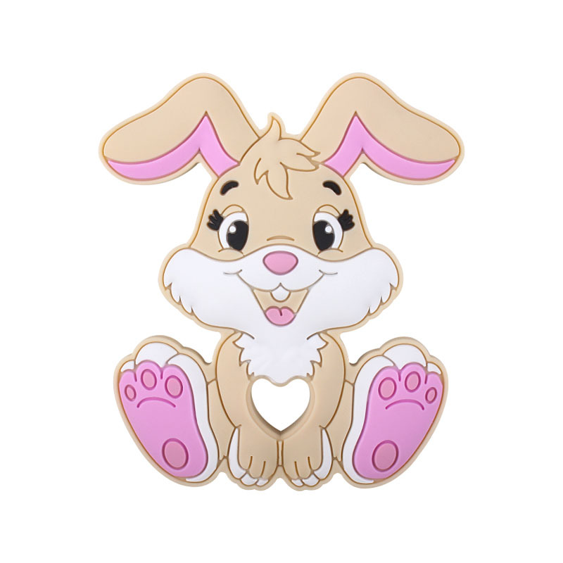 AliExpress nuevo bebé suministros dibujos animados animal silicona conejo teether bebé creativo juguete teether palo