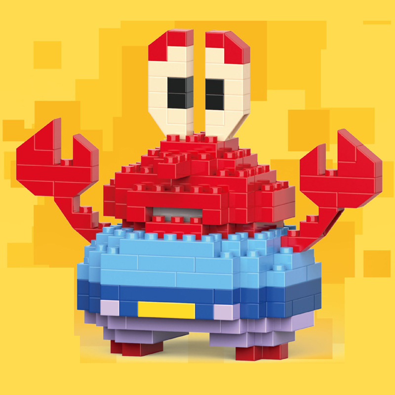 Compatible con LEGO gigante Panda flor azul lindo muñeca de dibujos animados montado bloques construcción juguete para niños puesto caja ciega al por mayor