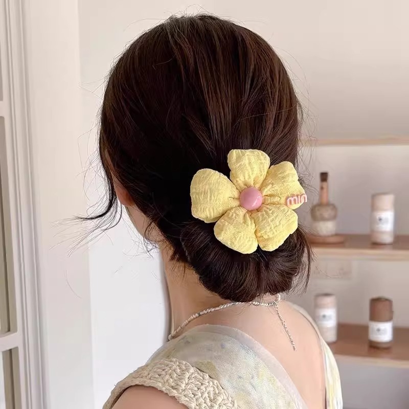 彩色花朵发圈女扎头发皮筋发饰少女甜美丸子头头绳高弹力发绳头饰|undefined