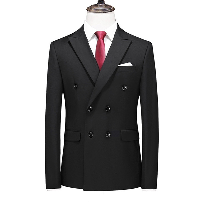 Double-Breasted Suit Main Recommendation for Men, Hollow-Out Large Size Single Suit, 17 Solid Colors, Foreign Trade Cross-Border Black Slim-Fit Formal Suit