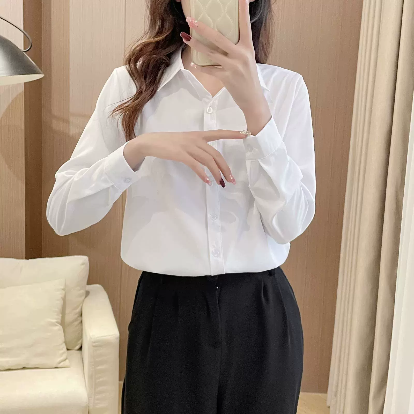 2025春秋新款纯色气质衬衫女式流行时尚长袖洋气休闲大码女装