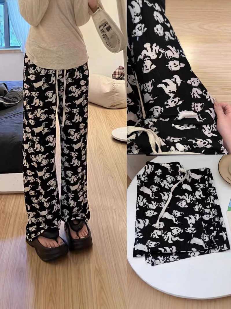 Pantalones Anchos de Pijama de Seda de Hielo Poliéster para Verano image 1