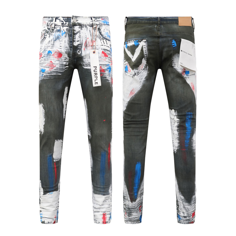 PURPLE BRAND JEANS美潮高街男士休闲破洞设计款修身显瘦牛仔长裤|undefined