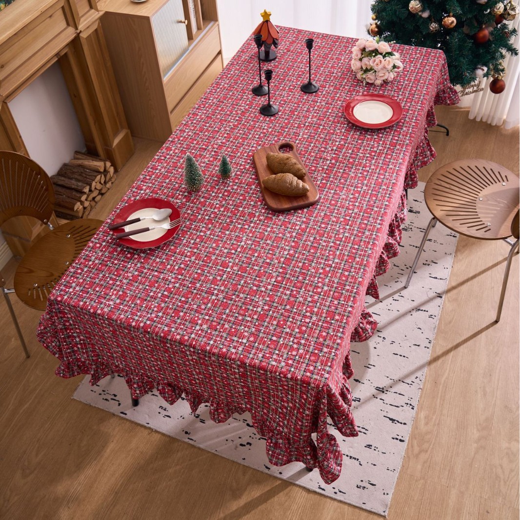 2026 Navidad nuevo toal de mesa de hoja de loto tela de tela de algodón y lino TEMU hogar de América del Norte potencial explosivo image 3