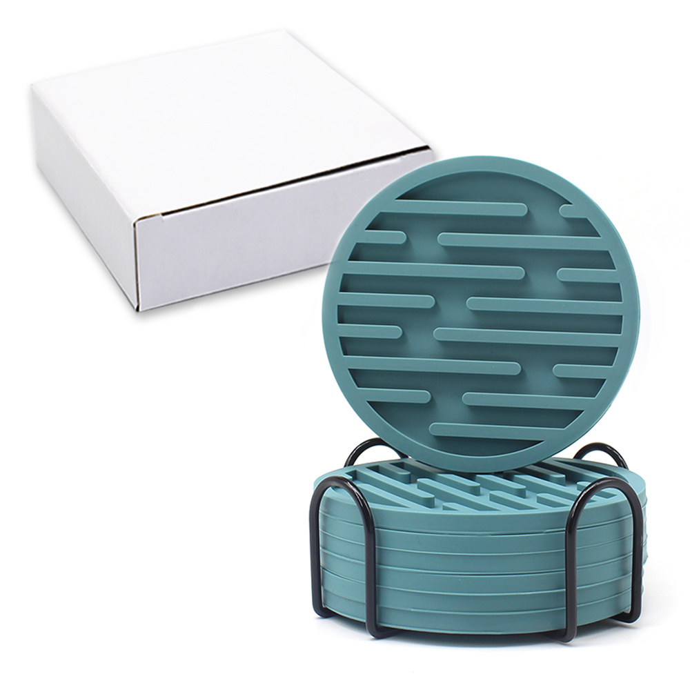 Amazon puede imprimir logo almohadilla de aislamiento térmico juego de silicona posavasos 10cm posavasos de té anti-escaldado alfombra redonda antideslizante para el hogar