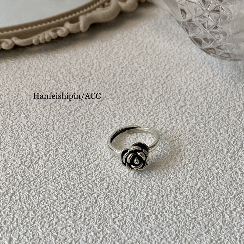 2022新款暗黑玫瑰防狼食指戒旋转一扭即用防身刺自卫指环开口戒指