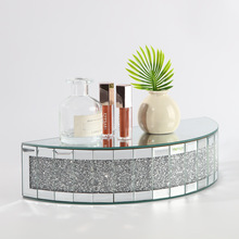 水晶托盘水晶玻璃收纳台半圆墙挂化妆品高级镜面置物架桌面摆件