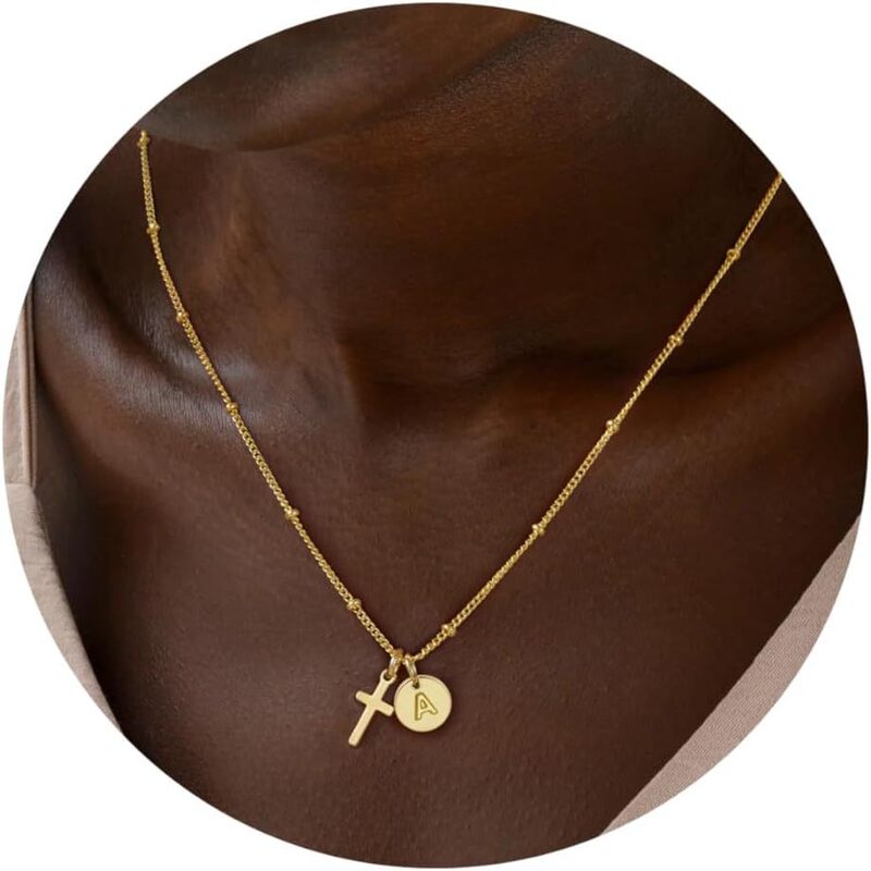 Amazon Stainless Steel 18K Necklace Cross 26 Letter Round Pendant Necklace Cross-Border Titanium Steel Jewelry Wholesale Amazon Stainless Steel 18K Necklace Cross 26 Letter Round Pendant Necklace Cross-Border Titanium Steel Jewelry Wholesale
