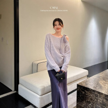 UNANA新品F6520十三行U+MINI韩系氛围单件系带蝴蝶结毛衣针织衫女