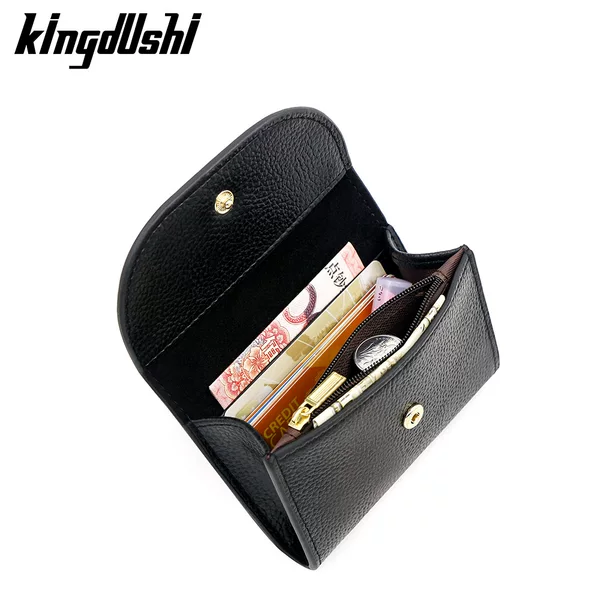 Genuine Leather Texted Mini Wallet Litchi Pattern Plus Card Bag Soft Wallet Coin Wallet Card Holder Coin Bag
