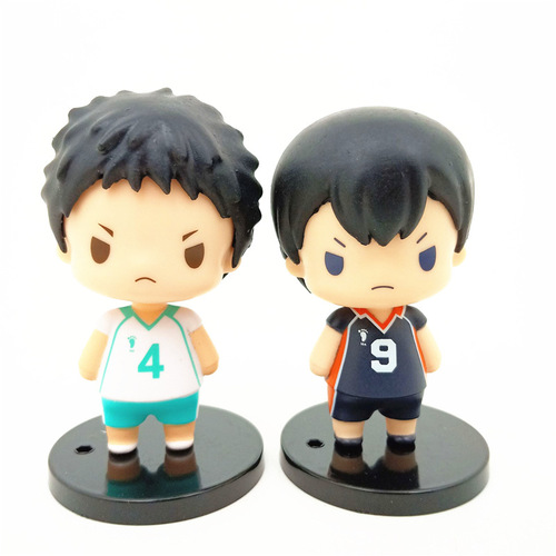 Volleyball boy model figure, Q version standing pose with beanie eyes, car cake decoration, blind box gashapon doll toy