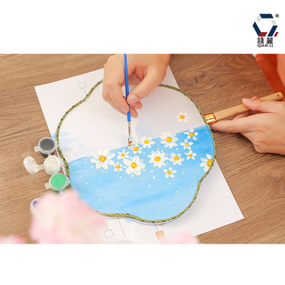 【钱丽】团扇diy材料包国潮手工绘画扇子古风定制批发|ms