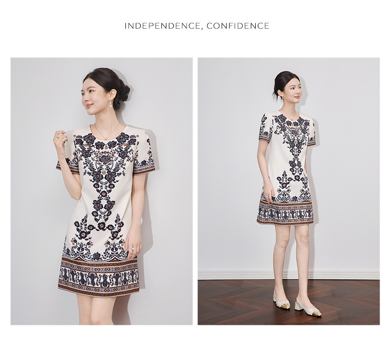 Váy chữ A phong cách Chanel in họa tiết định vị cao cấp, tôn dáng, mùa hè — Màu đen chi tiết 8
