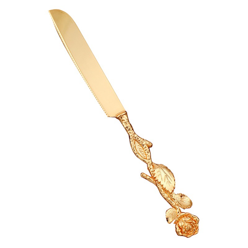Creative European dessert baking tool cake pizza cutting knife shovel suit rose handle combination two-piece set