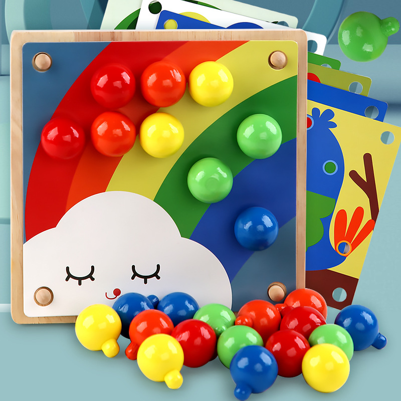 Wooden three dimensional brainteaser with clove mushrooms for early…