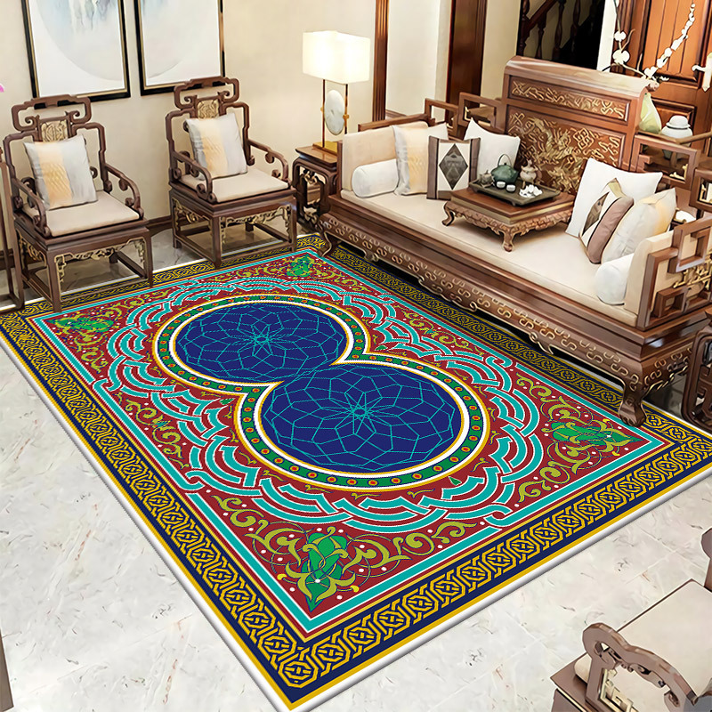 Cross-Border Best-Selling Chinese Classical Style Crystal Velvet Carpet, Living Room Sofa Coffee Table Rug, Hotel and Homestay Stain-Resistant Carpet